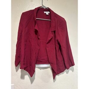 Cotton On Womens Burgundy Open Front Blazer Sharkbite Hem Viscose Jacket Large